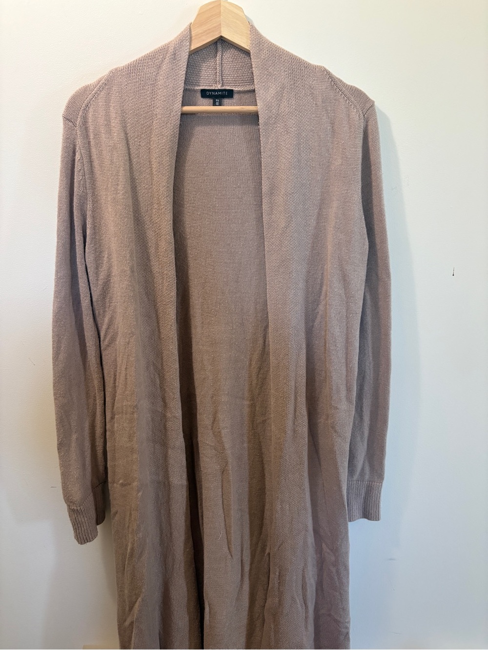 Dynamite Soft Knit Open Cardigan in Mauve-Taupe